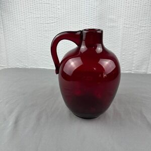 Blenko USA #417 Ruby Red Moonshine Jug 1941 Hand Blown Art Glass VTG
